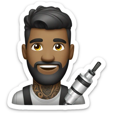 male tattoo artist with tattoo machine sticker