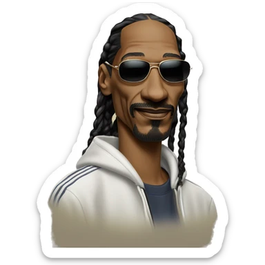 Iconic-style Candid Likeness Snoop Dogg:

A chill legend in oversized shades, braids, and a casual tracksuit. Often seen with a laid-back smirk, he radiates effortless cool and smooth, mellow energy. sticker