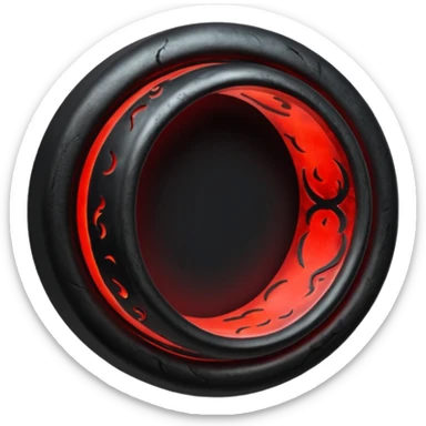 iOS sticker, dark fantasy ring, black metal, red inner glow, minimal sticker