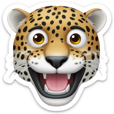 Un jaguar con ojos muy abiertos y una expresión de asombro en su rostro.
El jaguar podría tener su boca ligeramente abierta en señal de sorpresa, y que sea mexicano sticker