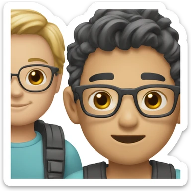 Combine these two emojis 😑 and 🤓 but make it Asian sticker