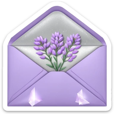 a closed pastel lavender lilac flowers heart shiny sparkly glittery aesthetic romantic vintage envelope  sticker
