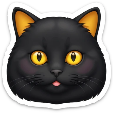 Un gato negro gordito con los ojos de color amarillos sticker