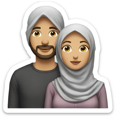 Woman wear hijab with her husband  sticker