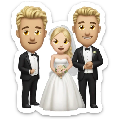 A bride head hog and a groom head hog sticker