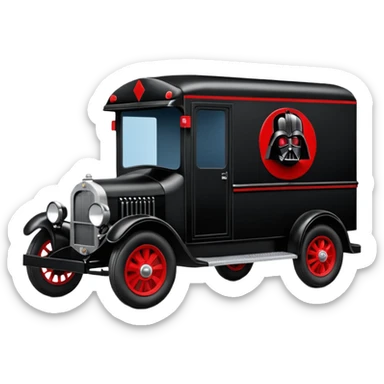 Ornate but stealth 1925 Darth Vader Grumman mail truck sticker