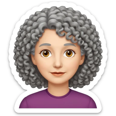 Femme 53 ans cheveux gris frisés  sticker