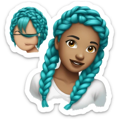 braids-with-a-side-bang, turquoise-blue-hair, young-girl sticker
