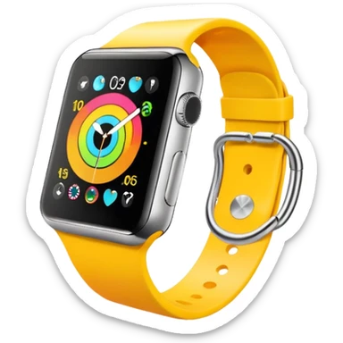 a colourful apple watch with fitness rings in the style of an ios emoji  sticker