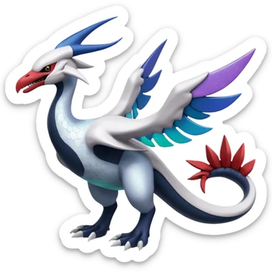 Yveltal-Lugia-Silvally-Fakémon-hybrid-creature (full body)  sticker
