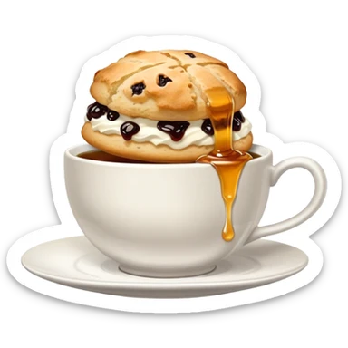 scone being dunked in a cup of British tea sticker