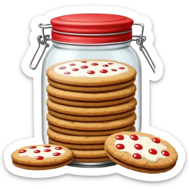 Haz un tarro de galletas y que en el interior contenga varias galletas que la base sea roja con pepitas de chocolate blanco sticker