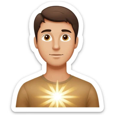 White brunette man standing with rays of light sticker