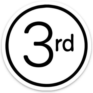 first ,a 3 in a circle with 'rd' in the circle sticker