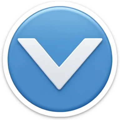 A white right tick symbol on blue circle sticker