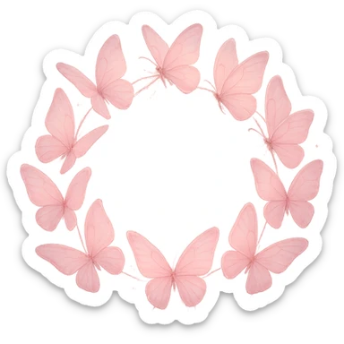 pink butterfly hair wreath, soft and dreamy sticker