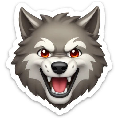 the head of a badass wolf with red fur smiling at the camera sticker
