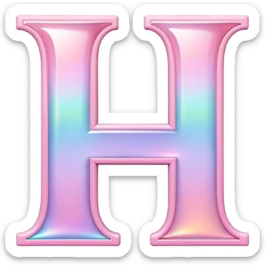 Iridescent pastel pink romantic formal elegant sophisticated cultured neat pretty beautiful Font setting icon with letter H sticker