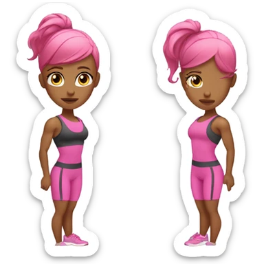 fit girl with pink hair weight lifting  sticker