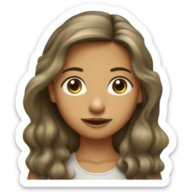 fille aux yeux verts et cheveux  lisses ondulés brun, de peau claire, taches de rousseurs sticker