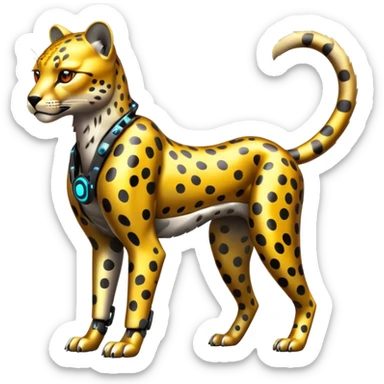 Shiny advanced futuristic Cyberpunk cheetah (full body) sticker