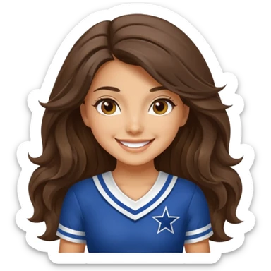 happy long haired brunette girl hazel eyes in dallas cowboy cheerleader outfit sticker