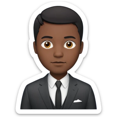 black man short hait with suit sticker