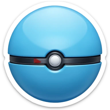 vibrant blue pokeball emoji with a black stripe and highlights, top half vibrant blue, bottom half white sticker