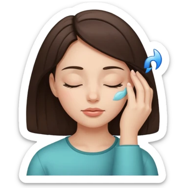 girl brunette getting a facial eyes closed sticker