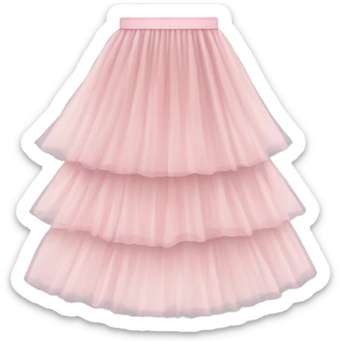 Long soft pink tiered tulle skirt, isolated sticker