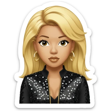 Keyshia Cole with golden blonde hair, black sequin outfit sticker