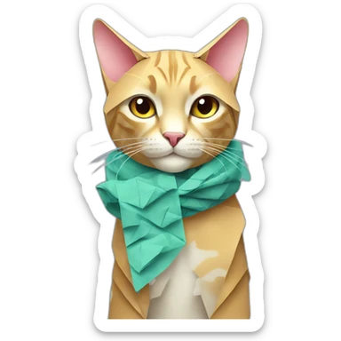Fashion Cat in origami scarf sticker