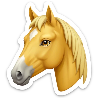 A mature yellow horse with its face facing us. sticker