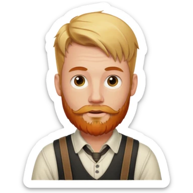 German man with blonde hair and a red beard that’s not long. Put him in a liter hose in. sticker