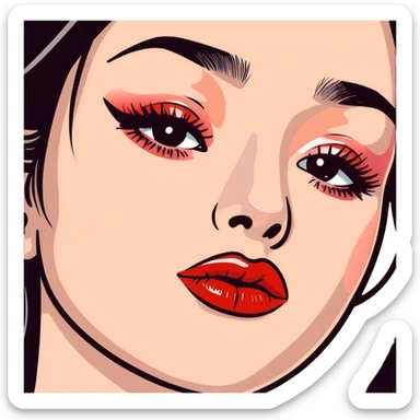 full glossy pouty baddie lips with lip liner sticker
