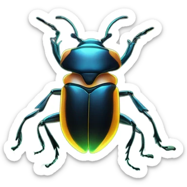 Beatle in front of glowworm cave  sticker