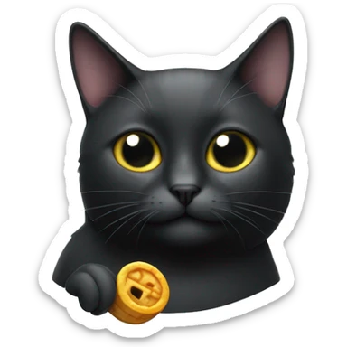 un gato negro con cara de pez sticker
