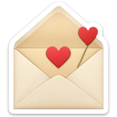 open envelope with a decorative invitation card slightly popping out, showing a heart or star icon sticker