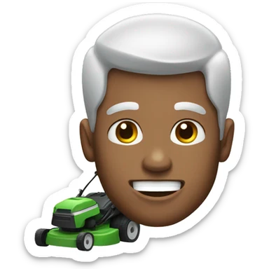 man with no teeth and lawn mower sticker