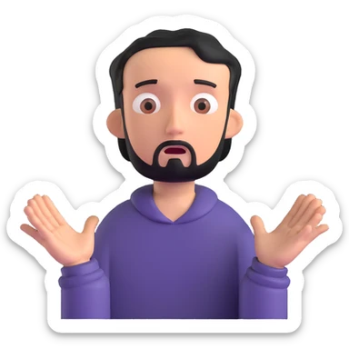 anxious man with hands outstretched in begging position with worried fearful expression sticker