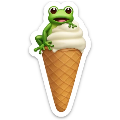 ice cream cone with frog on top sticker
