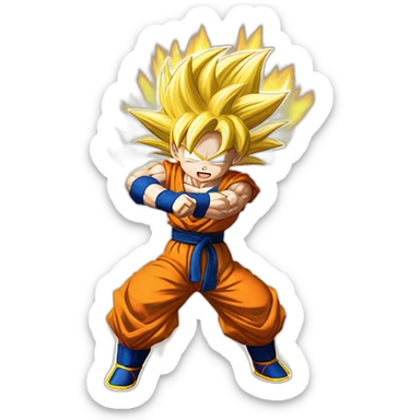 Son goku super saiyan 3 preparing kamehameha sticker