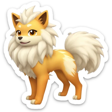 Colorful Shiny Kawaii Cute Arcanine—Vulpix-Ninetails-Shiba-Inu-Fakémon-Pokémon full body sticker