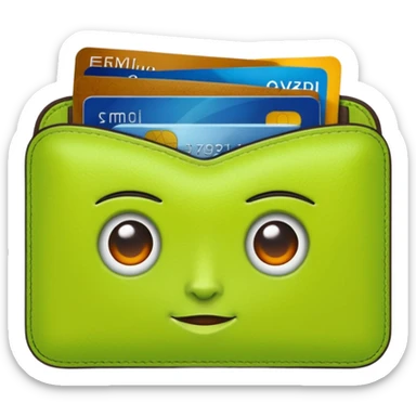 Girl’s lime green Wallet with Drivers License and Credit Card inside sticker