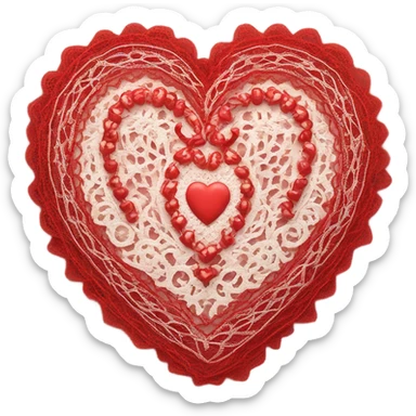 Red lace heart sticker