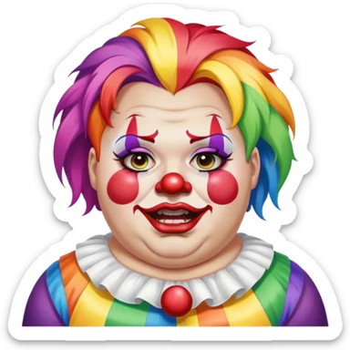 Woke overweight liberal crying with rainbow hair and clown makeup sticker