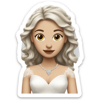 Bride with white skin and long wavy brown hair sticker