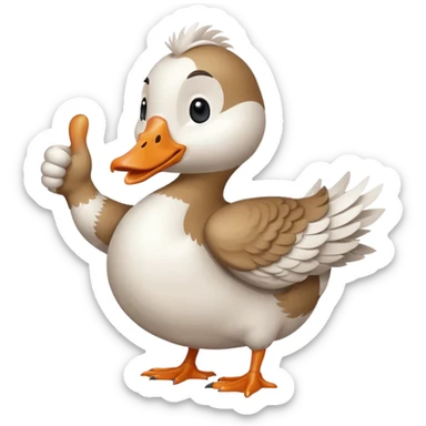 a chibi style {adult goose} giving a thumbs up sticker