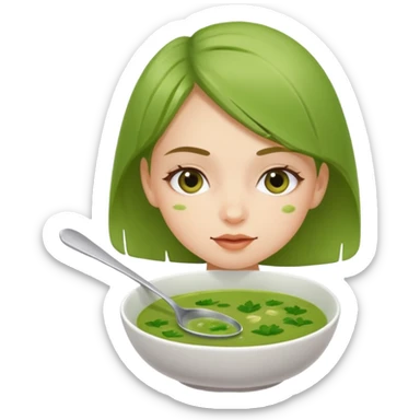 Je veux une fille qui mange une soupe verte sticker