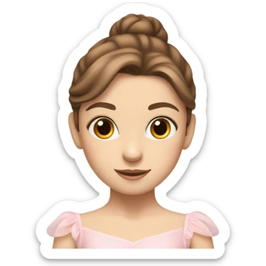 girl fair skin, brown hair, ballerina pink soft sticker